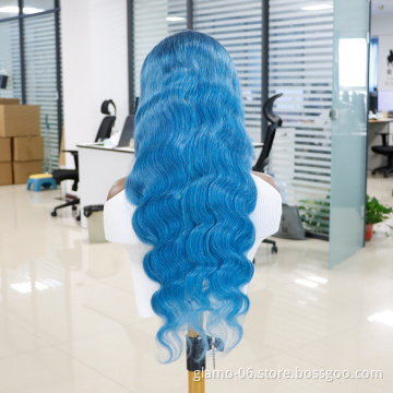 Annione Human Hair Wigs Transparent 13x4 Hd Lace Frontal Blonde Red Blue Orange Pink Highlight Wigs